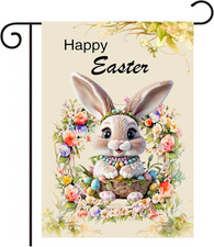 Easter Garden Flag Happy Easter Bunny Garden Flag 12X18 Inch Double Sided for ou