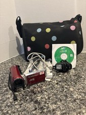 JVC Everio GZ-MS120RU Camcorder 40X Dynamic Zoom Red Case Cables Manual Working