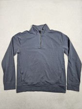 Pact Men  s Gray Organic Cotton Quarter Zip Pullover Sweatshirt Sz Large