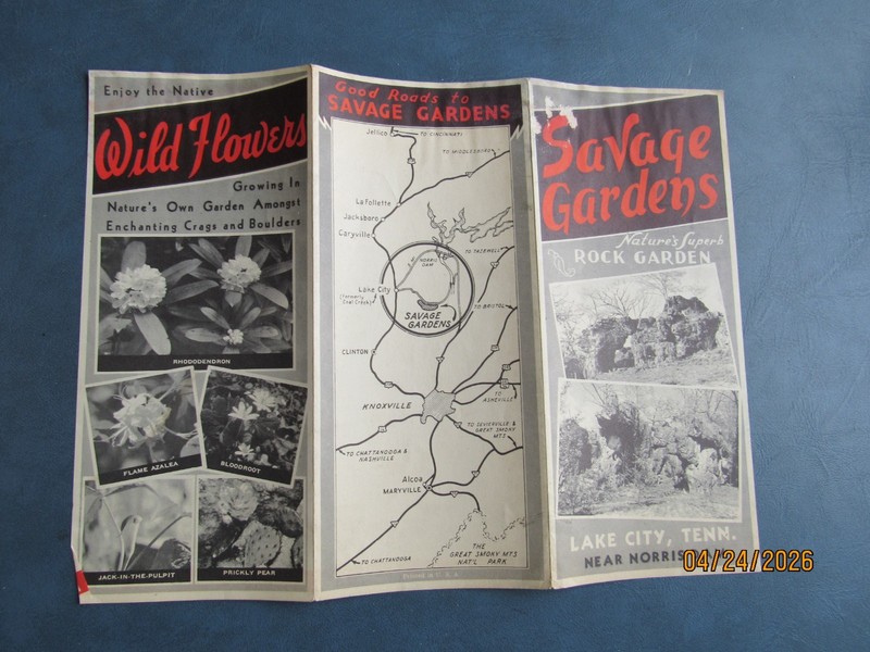 Old Brochure of SAVAGE GARDENS / Lake City, Tennessee Near Norris Dam
