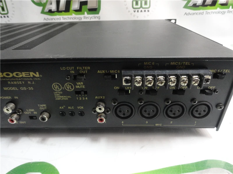 Bogen GS-35 Gold Seal 35W Mixer Amplifier PA Audio System with Power Cord - Image 4 of 4