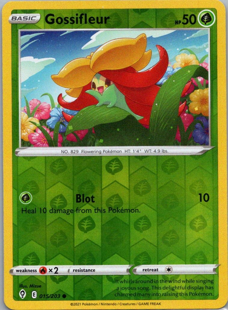 Pokemon TCG Gossifleur 15/203 Evolving Skies Rev Holo NM