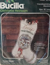 Bucilla Vintage Christmas Candlewicking Stocking Kit Scenic Winter 82133