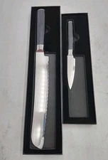 Quince Essential Japanese Damascus Steel 3.5" Paring Knife + 9" Serrated Knife