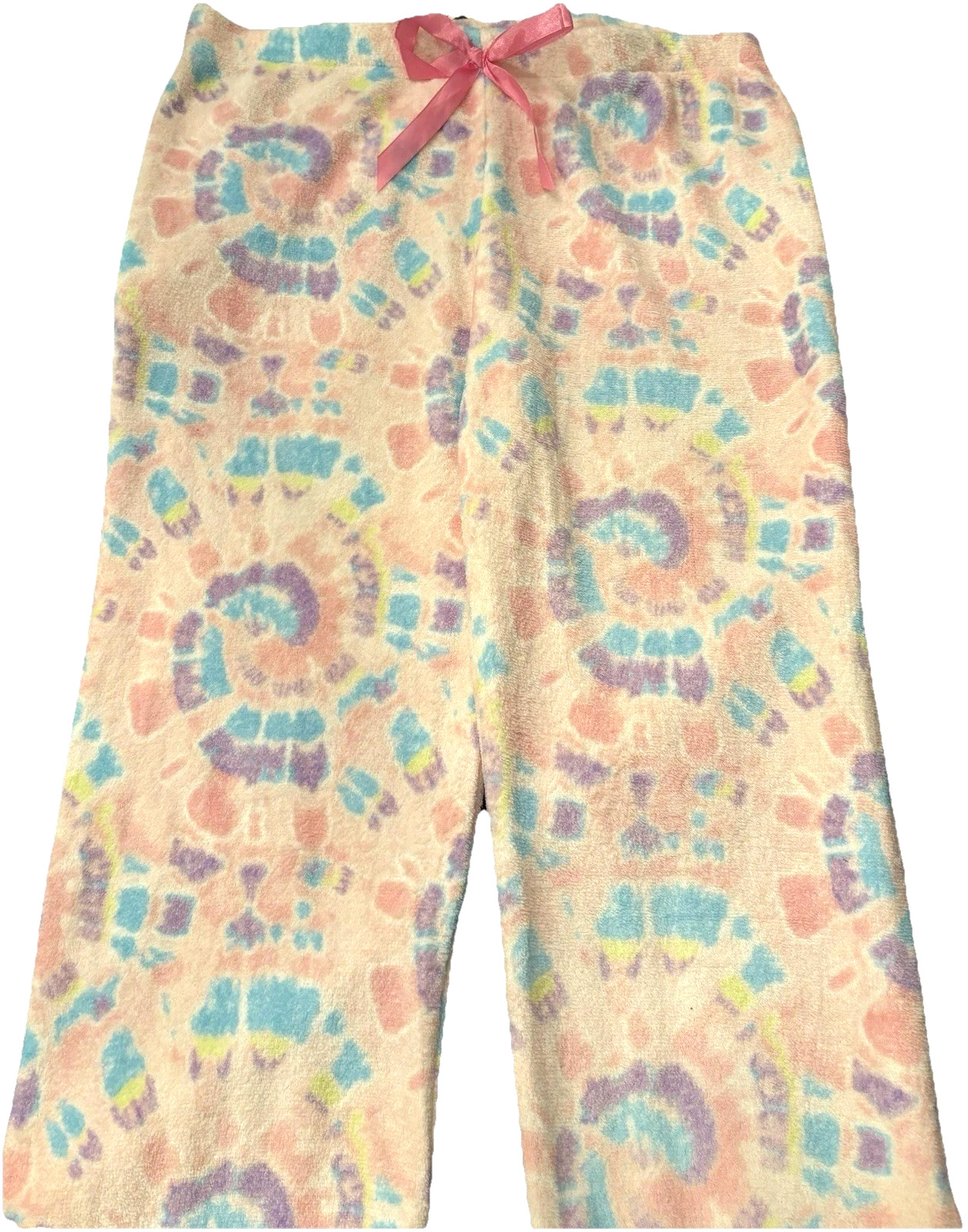 Women's Size Large Bobbie Brooks Pajama Pants Colorful Tie Dye Pastels Plush EUC