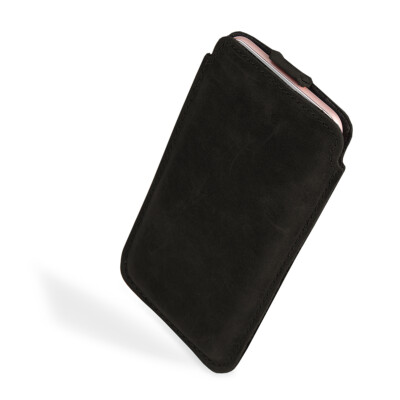 ECHT LEDER Hülle Schutz Tasche Etui Case Cover Ledertasche mit Lasche XL SCHWARZ