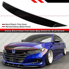 For 18-22 Honda Accord Gloss Black Front Bumper Upper Hood Trim Cover Bug Shield