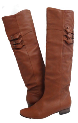 JOIE Vero Cuoio Knee High Flat Boots Brown Real Leather EU Size 40 / US Size 10