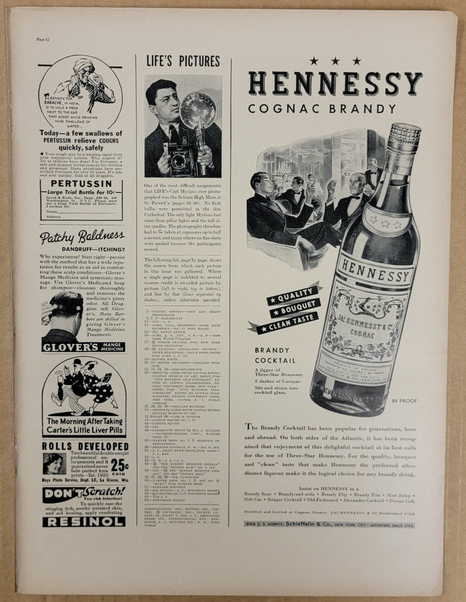 1939年のHennessyコニャックのヴィンテージ広告ポスター Vintage Hennessy Cognac Ads - Bloomberg