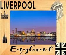 Liverpool England Laser Engraved Wood Picture Frame Landscape (5 x 7)