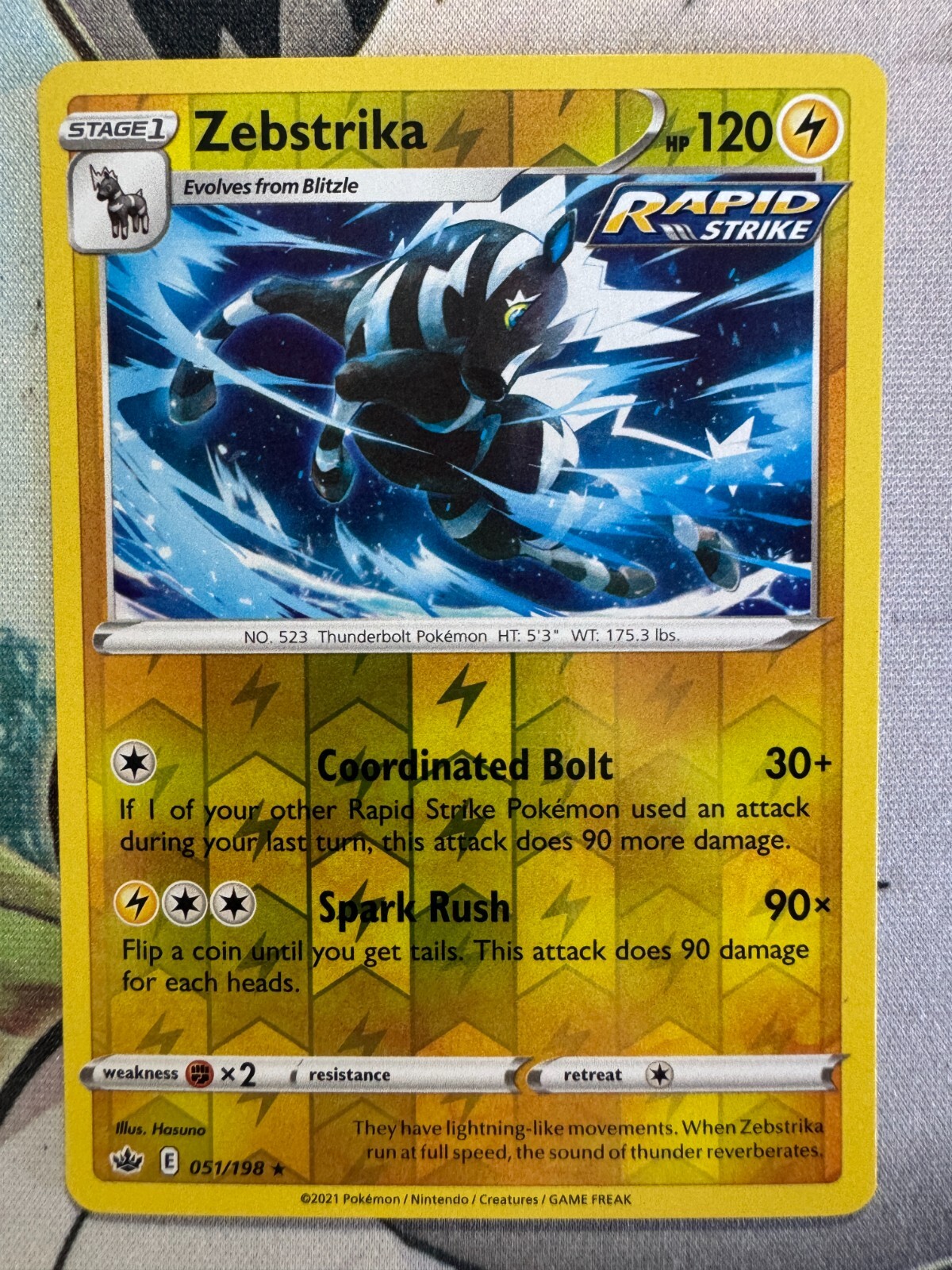 Zebstrika Reverse Holo Pokemon TCG BKS371