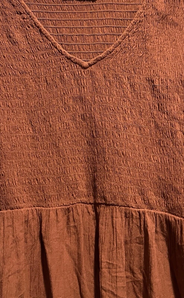 Blusa boho campesina manga larga con cuello en V marrón talla P2XL talla P2XL de SONOMA para mujer Foto 3 de 4