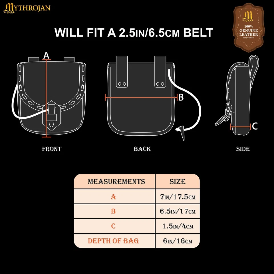 Bolso Cinturón Cuero Medieval Bolsa Cintura Vikinga Accesorio Disfraz Renacimiento Foto 2 de 4