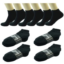 Wholesale Lot Men's Black Ankle Quarter Cotton Low Sport Socks Size 9-11 10-13