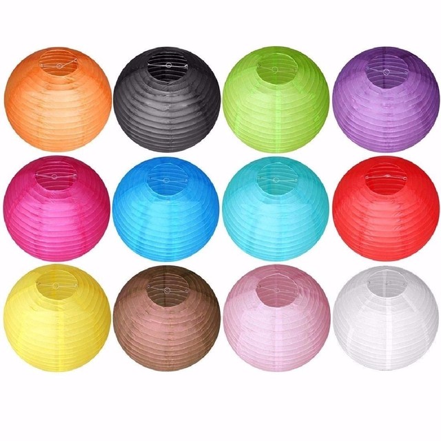 12 Persimmon Orange Round Paper Lantern Even Ribbing Hanging