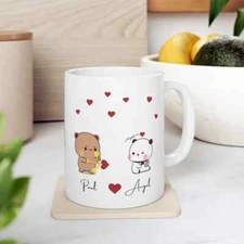 Personalized Valentines Mug Kawaii Cute Panda Bear Bubu Dudu Mug Funny Custom