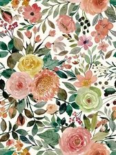 Jiffdiff Peel And Stick Vinyl Wallpaper Rolls Watercolor Floral Sticker 17x393"