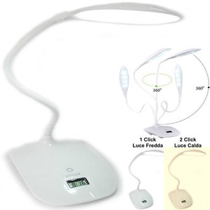 Dettagli Su Lampada Led Da Tavolo Calda Fredda Snodabile Ricaricabile Touch Orologio Usb