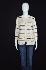 Sag Harbor sz. S Ivory with Black  Beige Striped Long Sleeve Sweater / Blouse