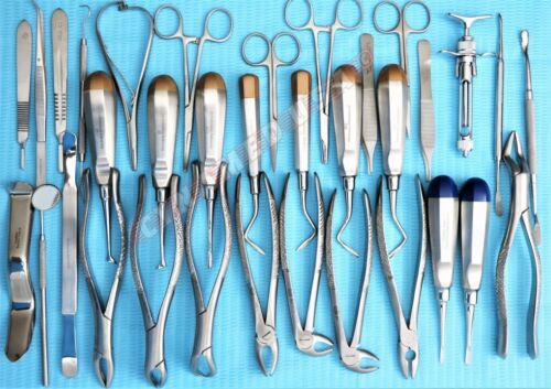 GERMAN 34 PC ORAL DENTAL SURGERY EXTRACTING ELEVATORS FORCEPS INSTRUMENT KIT SET - Picture 1 of 5