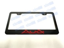 1 pieza 3D Rojo AUDIEmblem Insignia NEGRO Metal Inoxidable Placa Marco Soporte