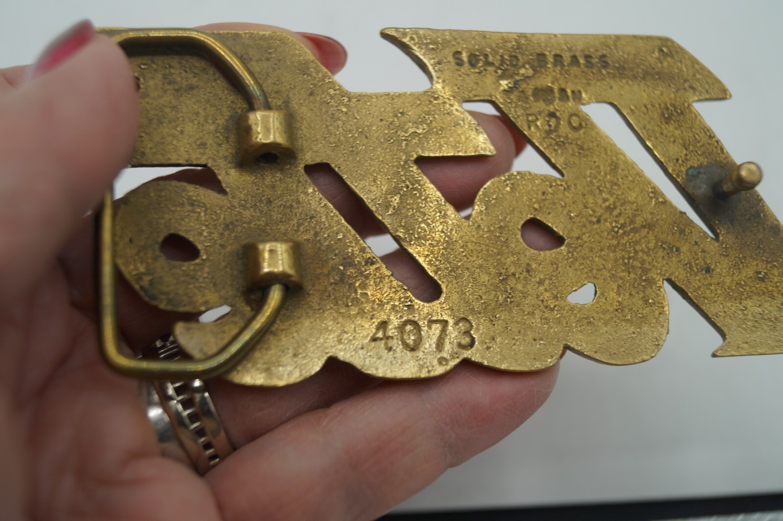 VINTAGE SOLID BRASS CORVETTE "VETTE" VETTE BELT B… - image 5