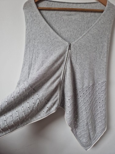 Mint Velvet Cashmere Wool Blend Poncho Shawl Grey One Size - Picture 5 of 6