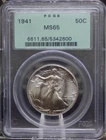 :1941-P 50C Walking Liberty Gem BU PCGS MS65 (FSTB) Rare Blast White High Grades