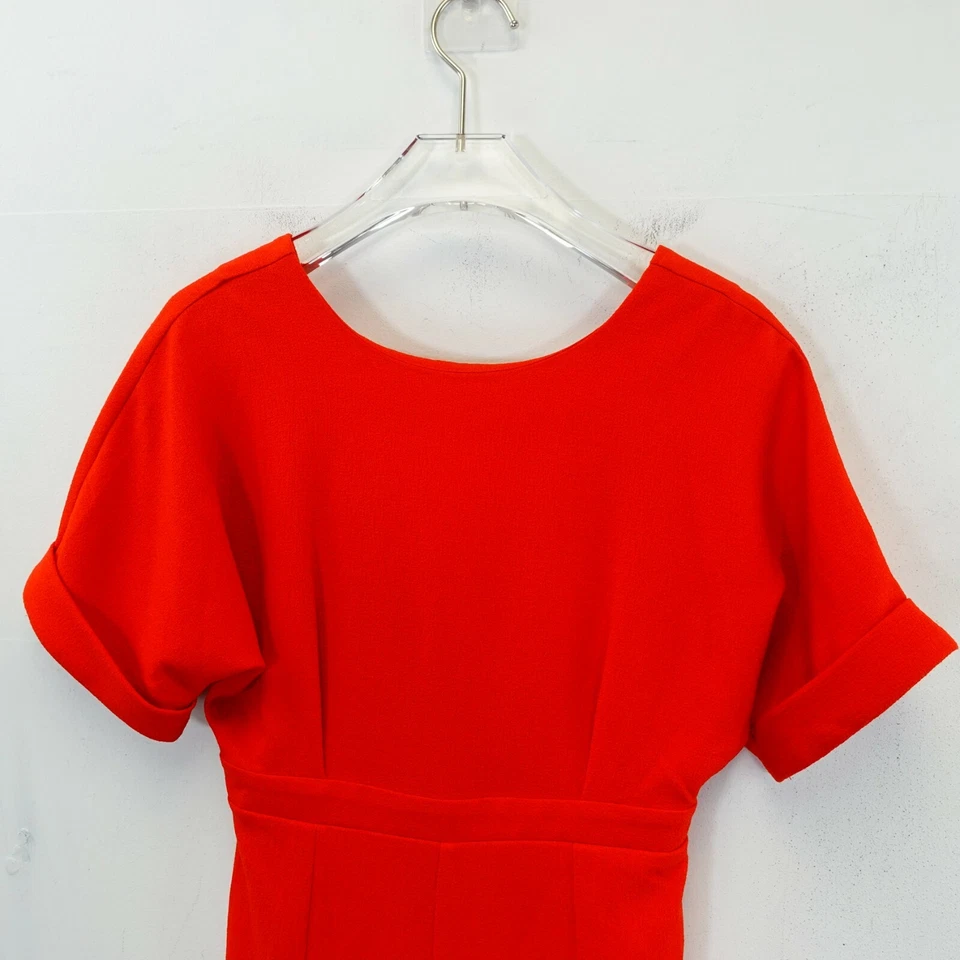 ASOS Womens Dress Size XS Red Midi V Neck Slit Sheath Party Cocktail  - Image 3 of 4