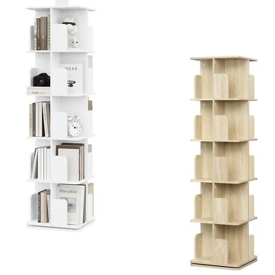360° drehbares Bücherregal offener Bücherschrank 5 Ebenen Drehregal Standregal - Bild 1 von 4