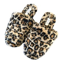 Madewell Leopard Quilted Scuff Faux Fur Slippers 8