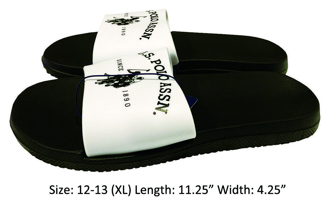 Men U.S. Polo Assn Slip On Sport Sandals Black White 