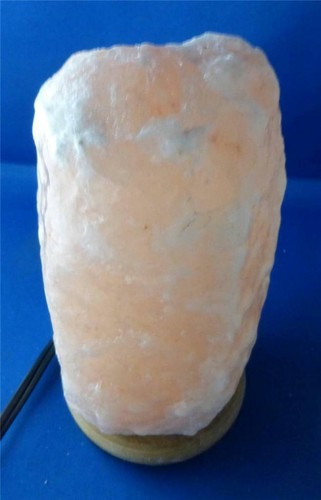 Himalayan Salt Crystal Lamp C Nature Air Purifier Neem Wood Base Dimmer Bulb New - Picture 6 of 10