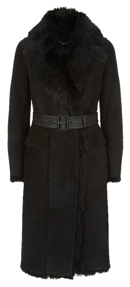 BURBERRY WOMEN Priorswood Long Shearling Fur coat Jacket Black Revere Collar 4 6 image 2