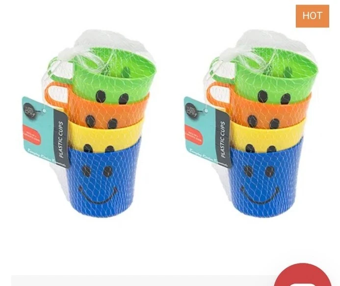 48 Assorted Kids Plastic Mug Smiley Face Reusable Drinking Travel