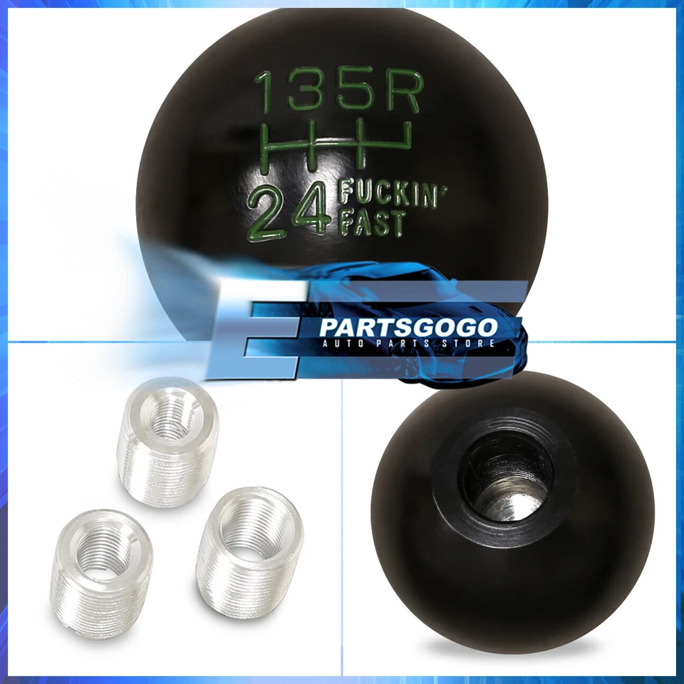 For Dodge 4OZ Light Weight Round Ball Type Hand 6-Speed Shift Knob Black Green — 第 2/3 张图片