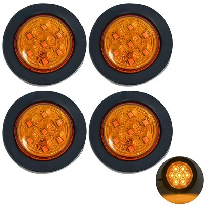 4pc 2'' Amber Round Trailer 7 LED Clearance Marker Lights DOT FMVSS 108 SAE P2...