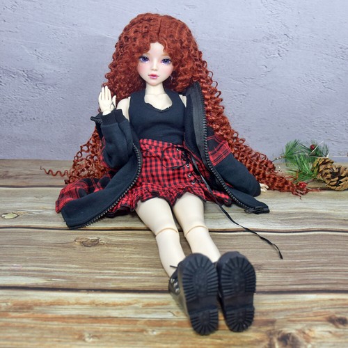 1/3 BJD Doll Toy Long Curly Dark Orange Wigs Whole Set Fashion Doll Lifelike - Picture 6 of 24