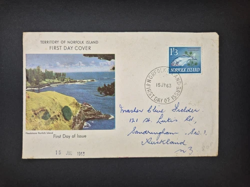 Norfolk Island 1963 Territory of NI First Day Cover to New Zealand FDI Cds