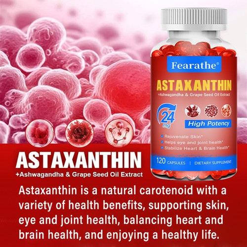 Astaxanthin Capsules,Supports Brain,Immune,Heart,Skin,Joint,Eye Health - Picture 4 of 13
