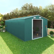 12 x 10ft Metal Garden Shed Storage Outdoor Warehouse Roof Building with Base