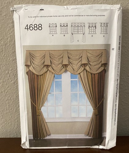 Simplicity Pattern 4688 Window Treatments Kingston Valances Panels Uncut - Picture 2 of 2