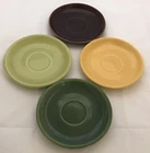 BAUER Ringware Saucers Set Of 4 Yellow Light Green Dark Green Brown