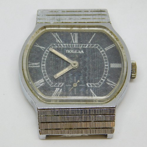 Vintage Pobeda Made in UdSSR Sowjetrussland Aufzieh Analog Herrenuhr für Reparaturen