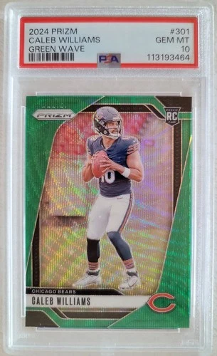 2024 Panini Prizm Caleb Williams #301 Green Wave Chicago Bears Rookie PSA 10