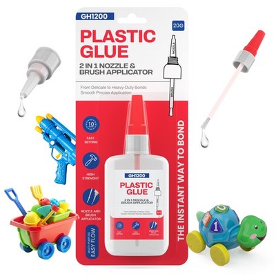 GH1200 (2-in-1) Super Glue for Plastic with Brush Applicator & Nozzle - Clear