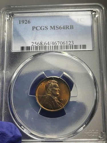 1926 Lincoln Wheat Penny No Mint mark PCGS MS64RB Bronze