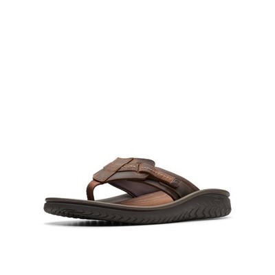 Clarks Collection Men's Wesley Sun FlipFlop, Beeswax Leather, 9 Medium US