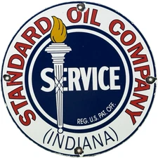 VINTAGE STANDARD INDIANA GASOLINE PORCELAIN SIGN GAS STATION PUMP PLATE SERVICE