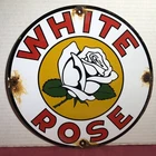VINTAGE WHITE ROSE GASOLINE PORCELAIN TEXAS GAS SERVICE STATION FLOWER SIGN